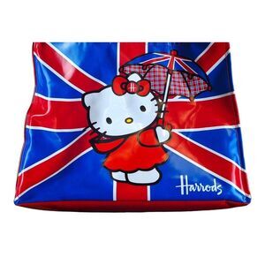 Large Hello Kitty British Flag Rare Zip Tote Shoulder Bag Sanrio NWOT